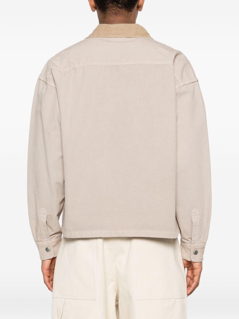 CARHARTT WIP Camicia in denim beige con tasche e colletto in velluto 