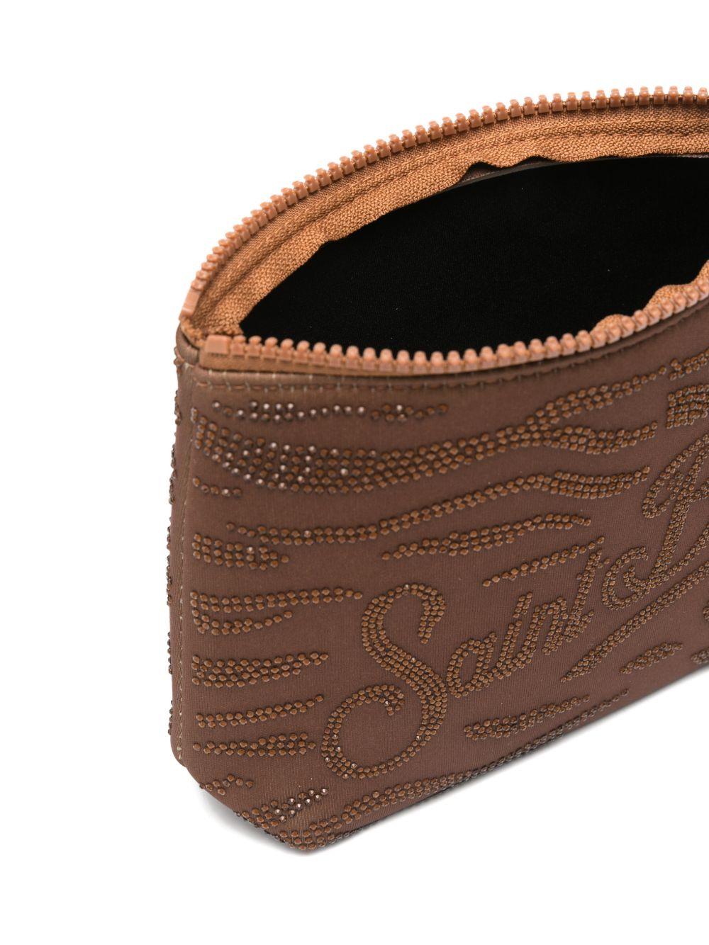 MC2 SAINT BARTH Pochette Aline con strass e logo maculato marrone 