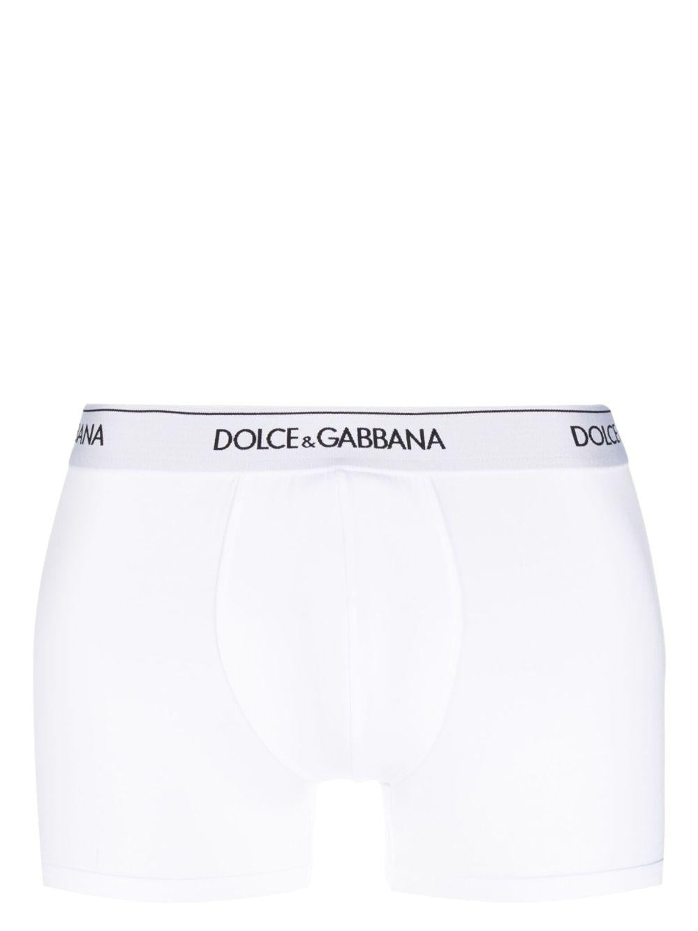 DOLCE e GABBANA Boxer in bi-pack bianco con vita elasticizzata con logo 