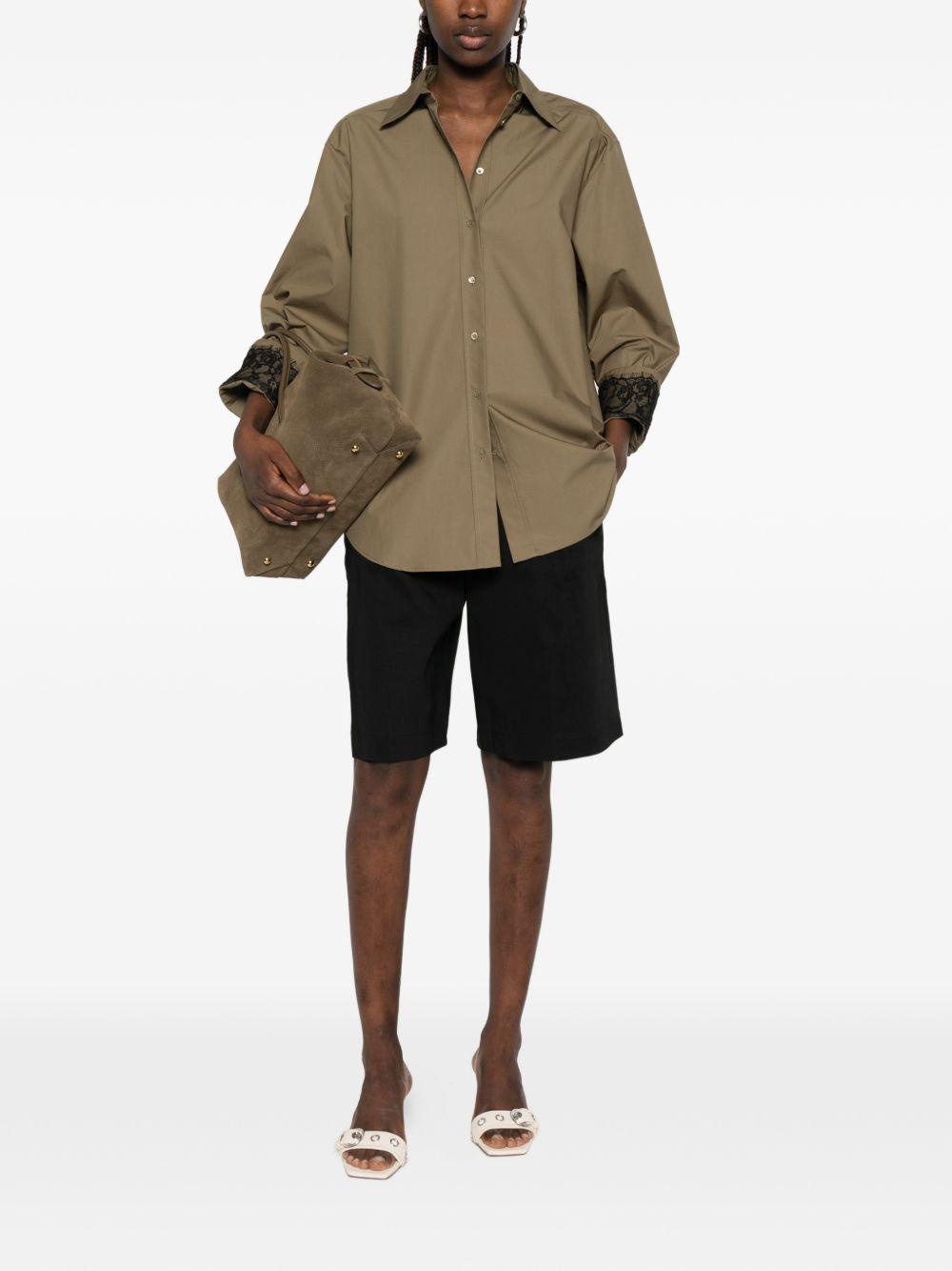 PINKO Camicia Torchiatura con polsini ricamati marrone 