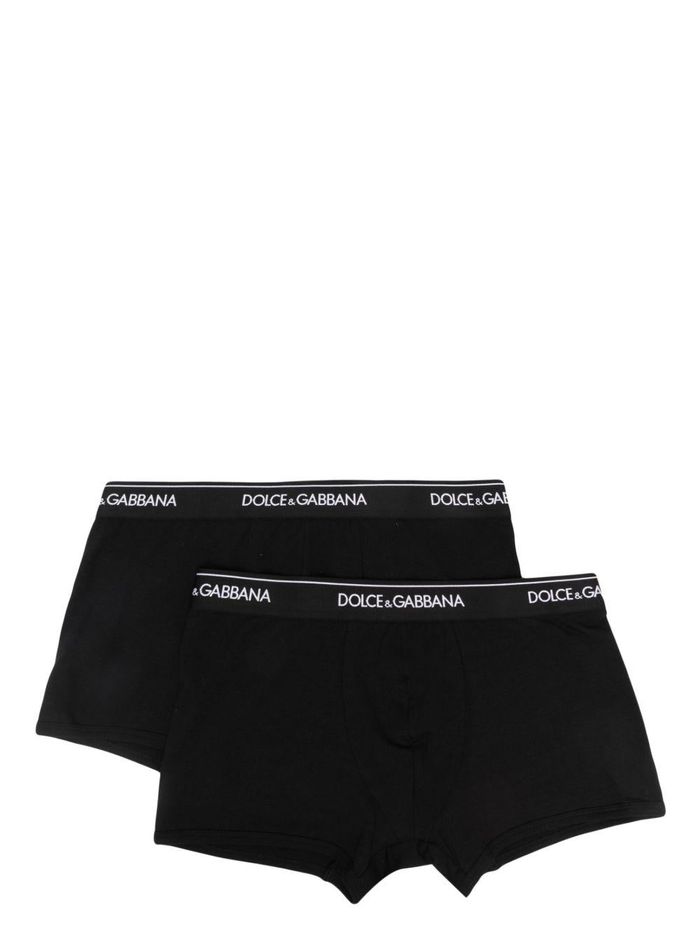 DOLCE e GABBANA Set di 2 boxer in cotone elasticizzato nero 