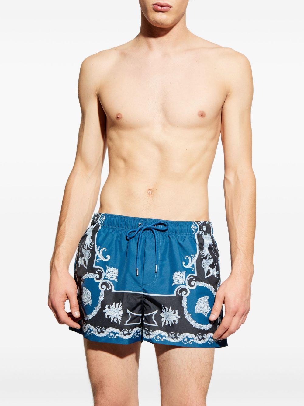 VERSACE Costume da mare blu con stampa 