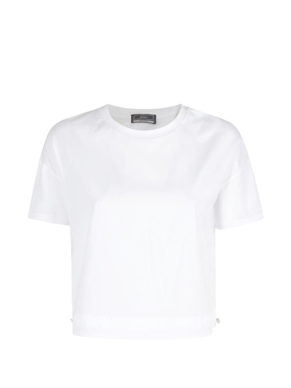 HERNO T-shirt in cotone elasticizzato bianco 