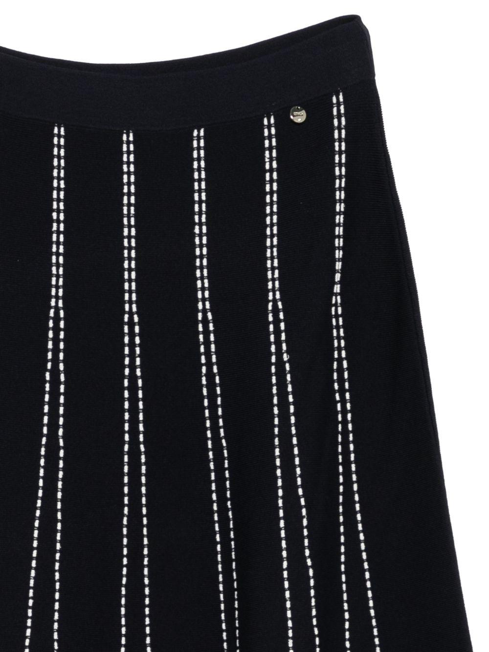 LIUJO Gonna svasata blu con cuciture bianche 