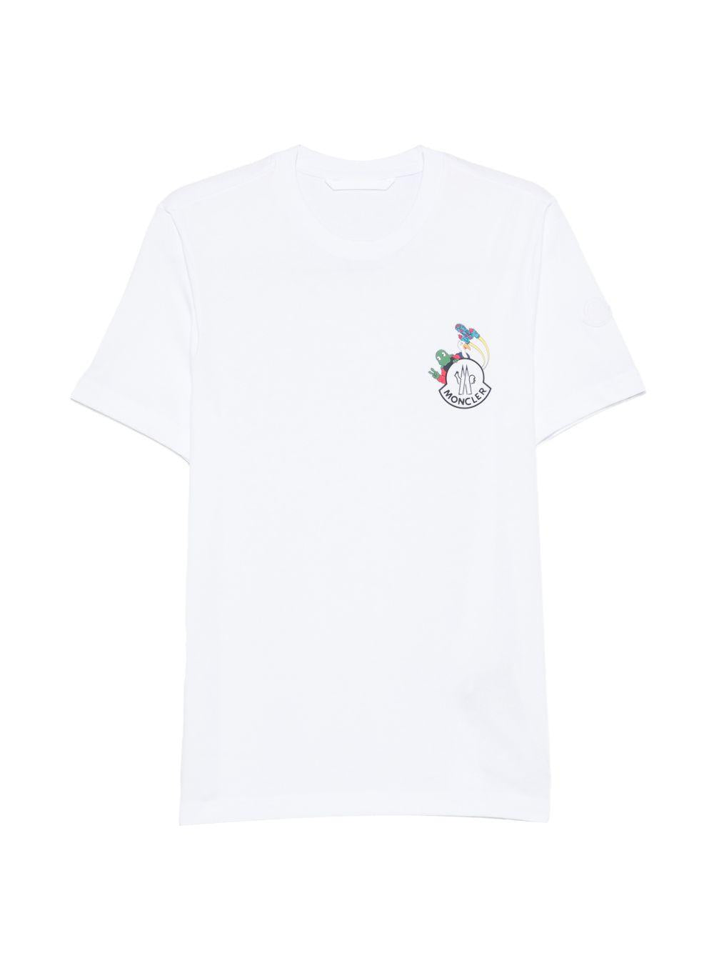 MONCLER T-shirt in cotone bianco con logo 