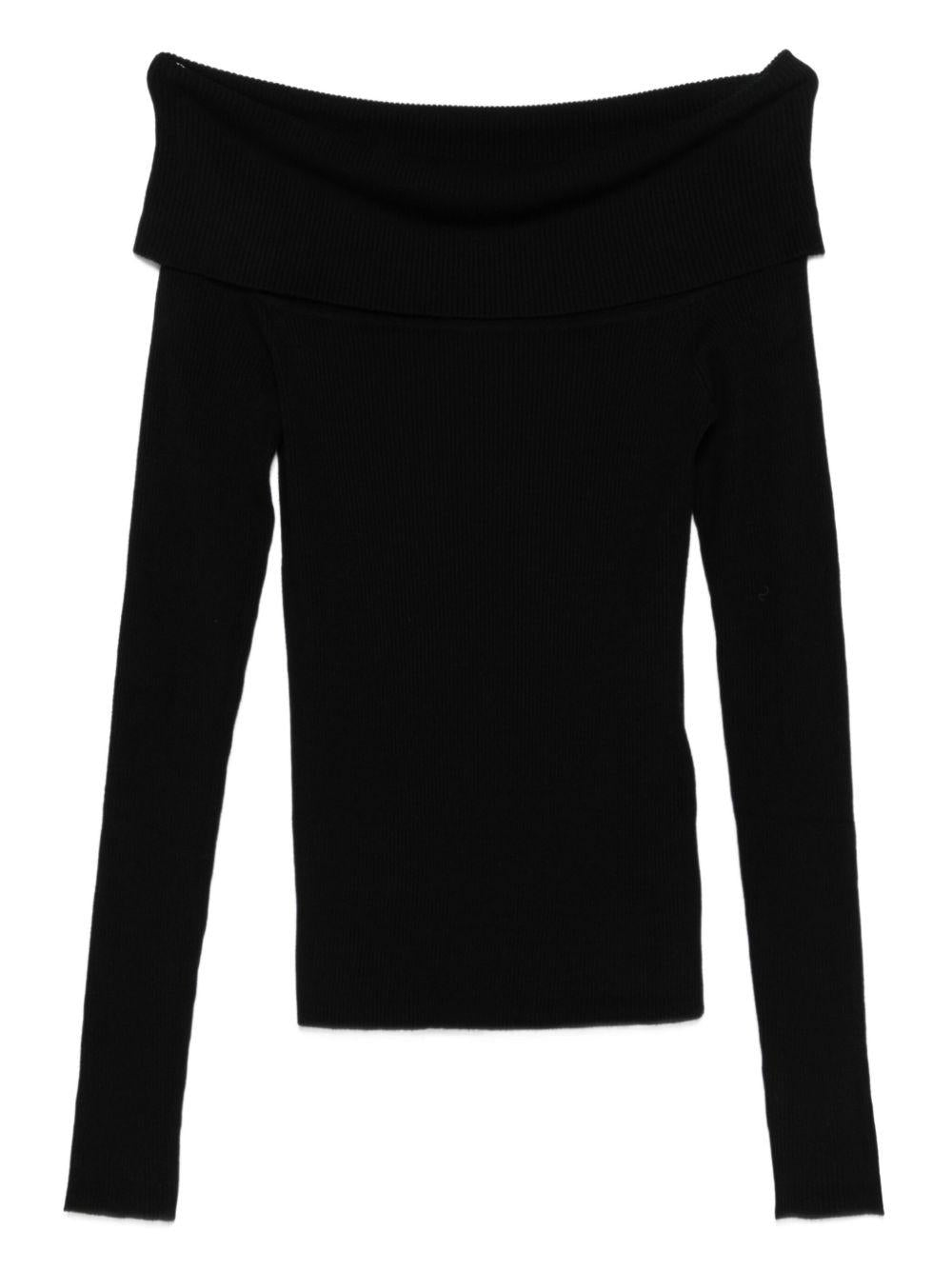 LIUJO Maglia nera con scollo a barca 