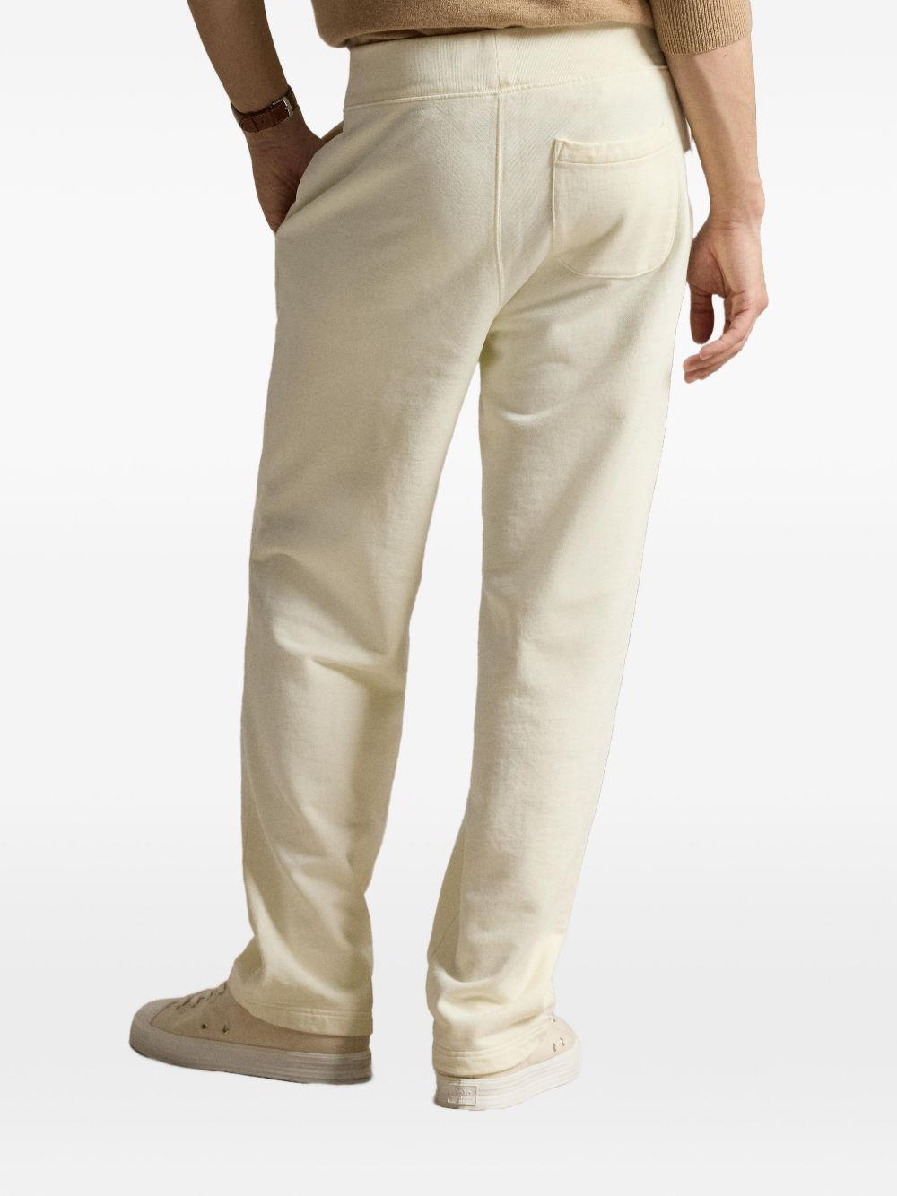 POLO RALPH LAUREN Pantaloni in cotone ecrù con vita elasticizzata 