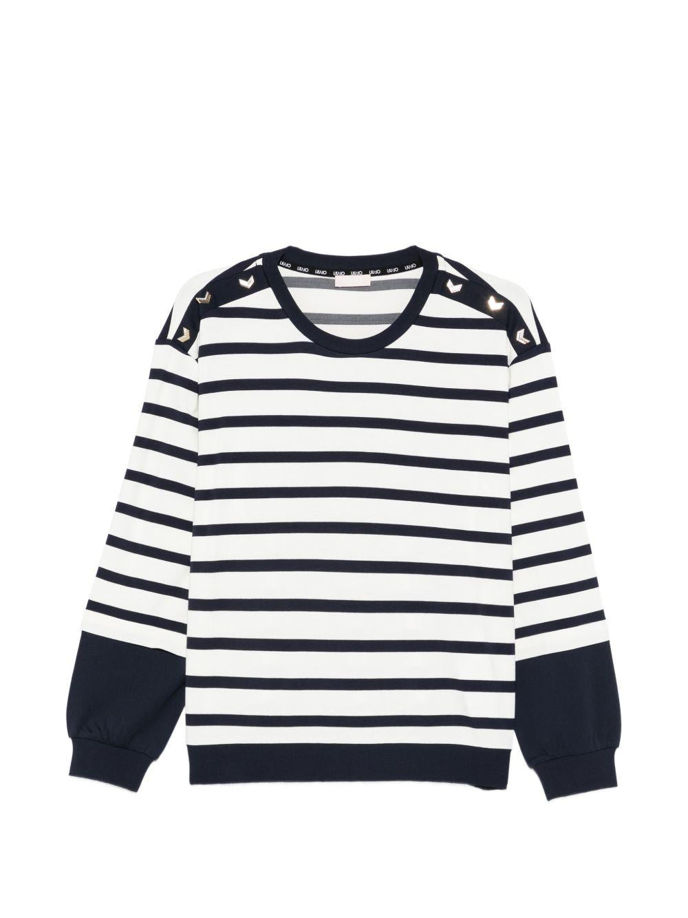 LIUJO Maglia girocollo bianca a righe blu 