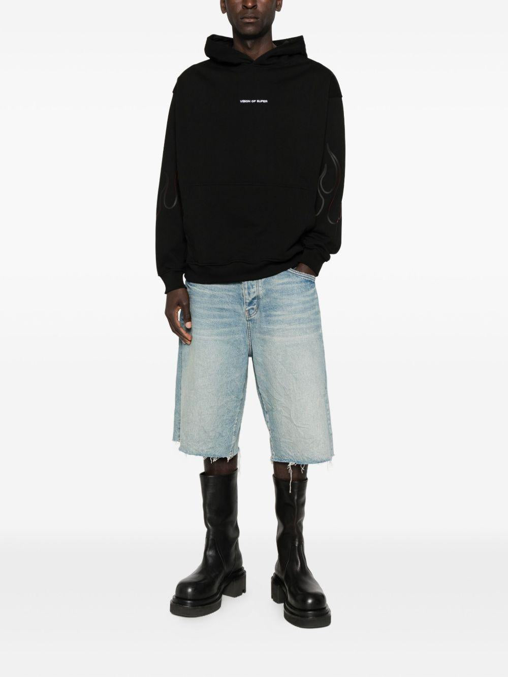 VISION OF SUPER Felpa nera con stampa 
