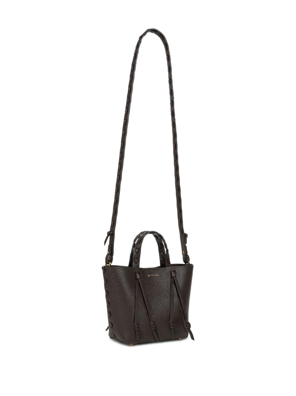 ETRO Borsa Essential in pelle nera con stampa paisley 