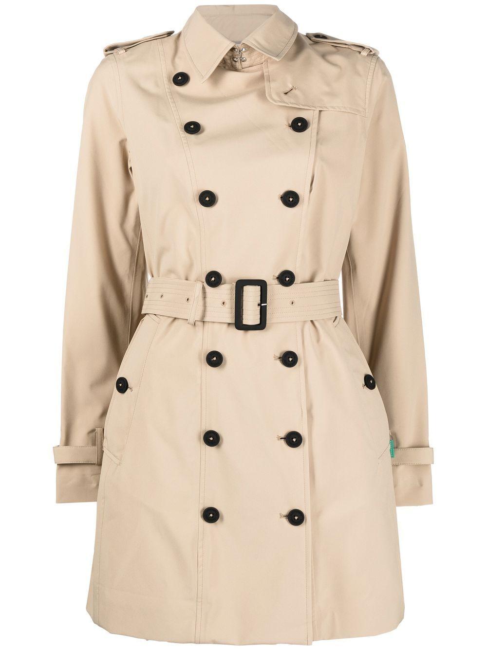 SAVE THE DUCK Trench Audrey doppiopetto beige con cintura 