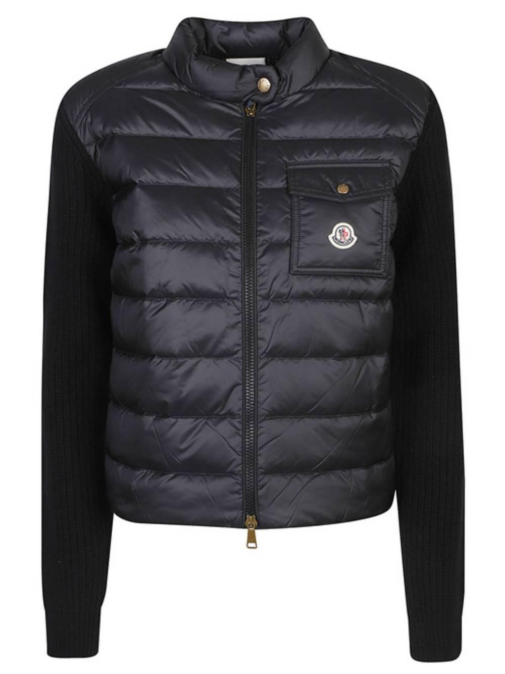 MONCLER Cardigan con zip imbottito nero 