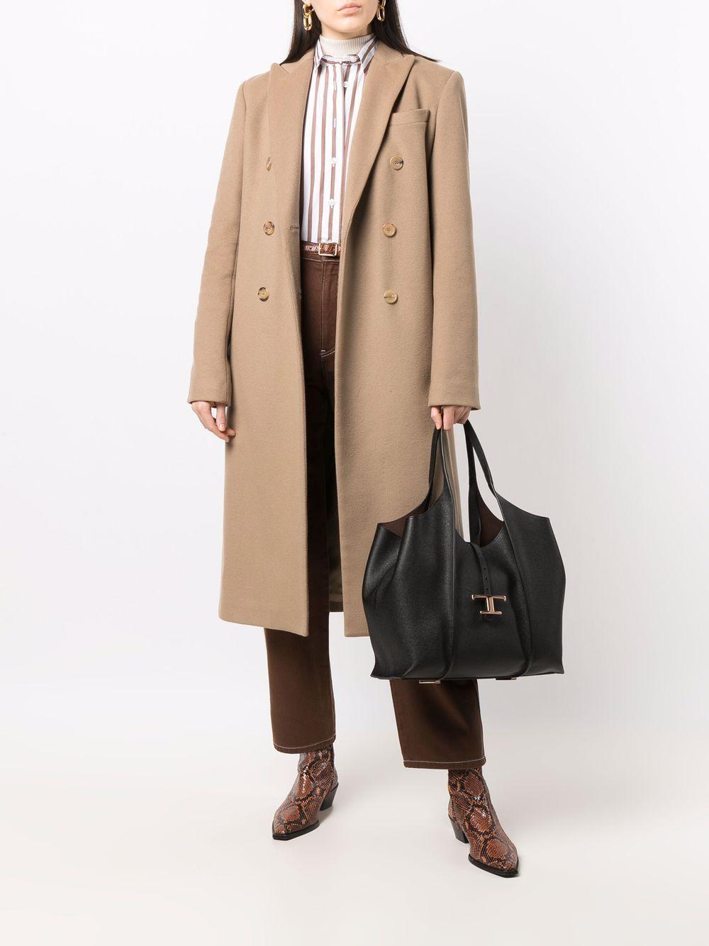 TODS Borsa in pelle nera con fibbia logo 