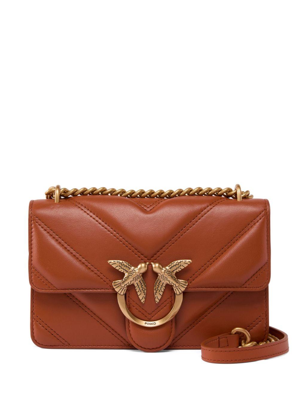 PINKO Borsa 'Love One Mini' in pelle marrone 