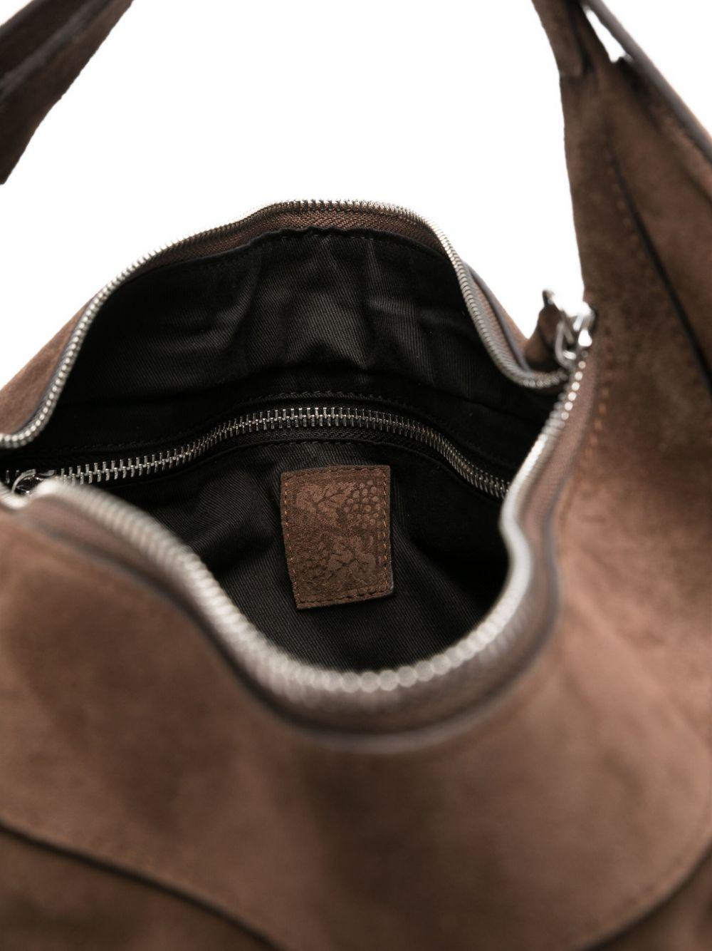 FEDERICO CINA Borsa 'Tortellino' in pelle di vitello scamosciata marrone 