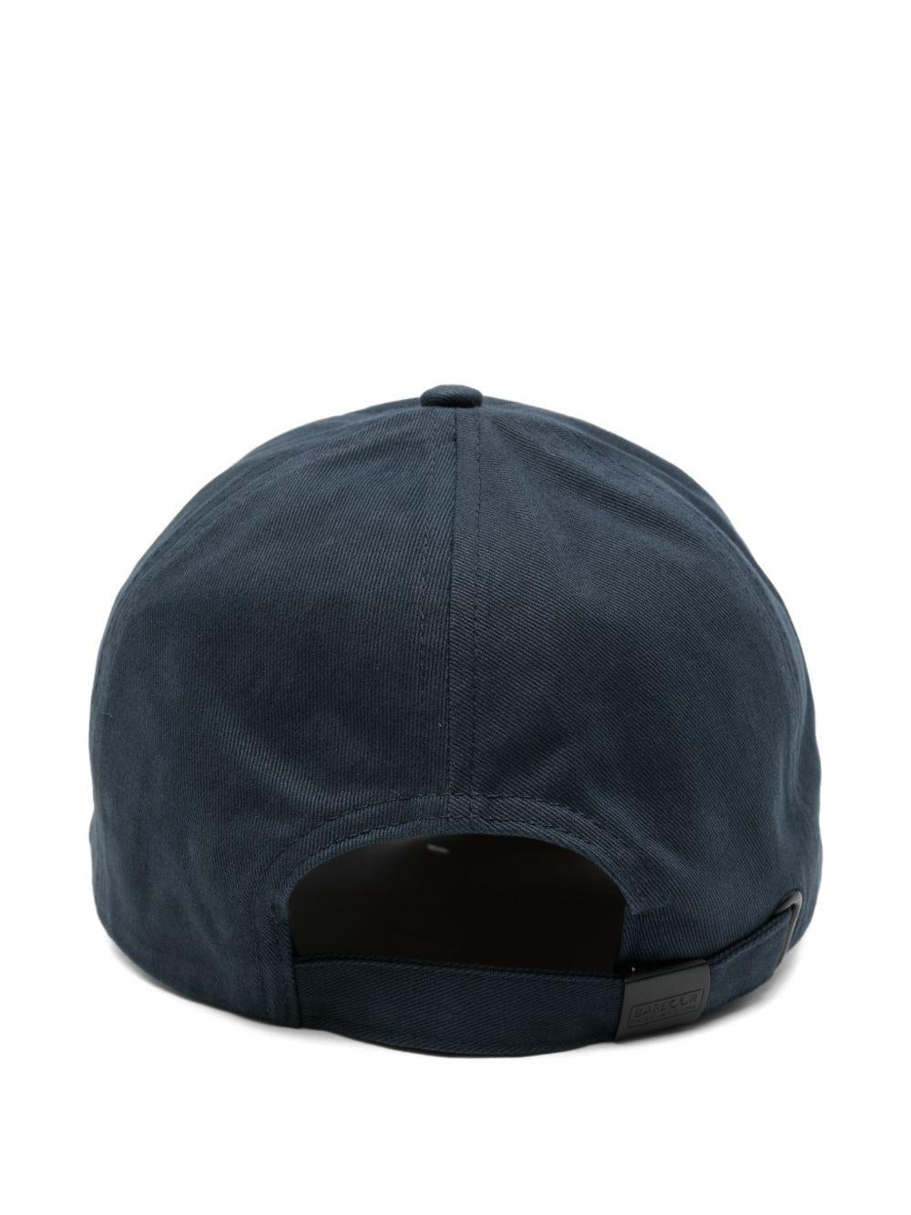 BARBOUR Cappello da baseball blu in cotone con logo 