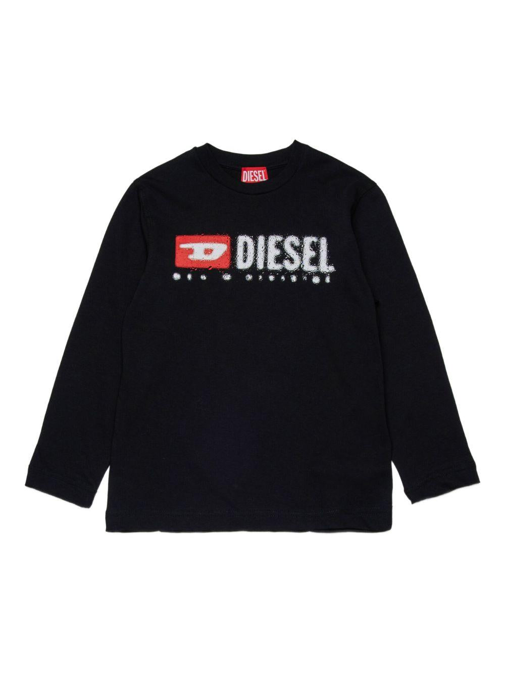 DIESEL T-shirt a maniche lunghe con stampa logo 