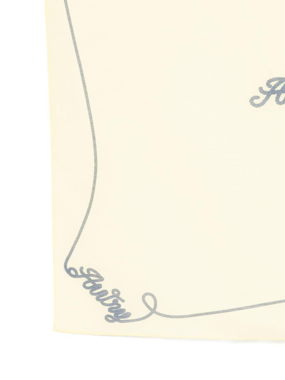 AUTRY Foulard in cotone crema quadrato con logo e bordo decorato 