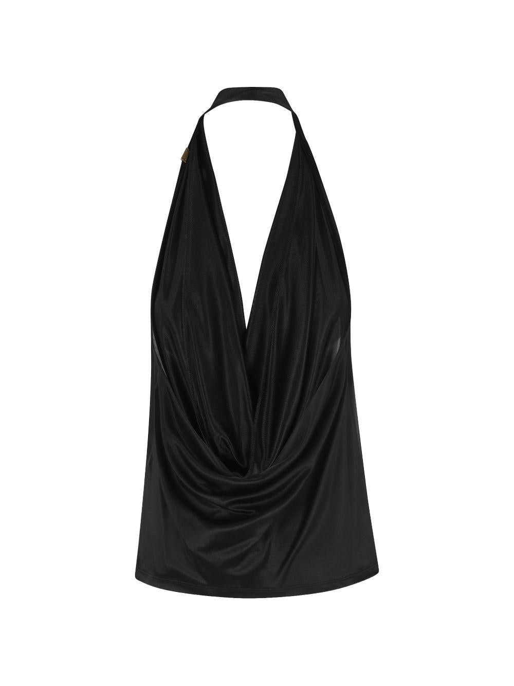 ELISABETTA FRANCHI Top nero con schiena scoperta 