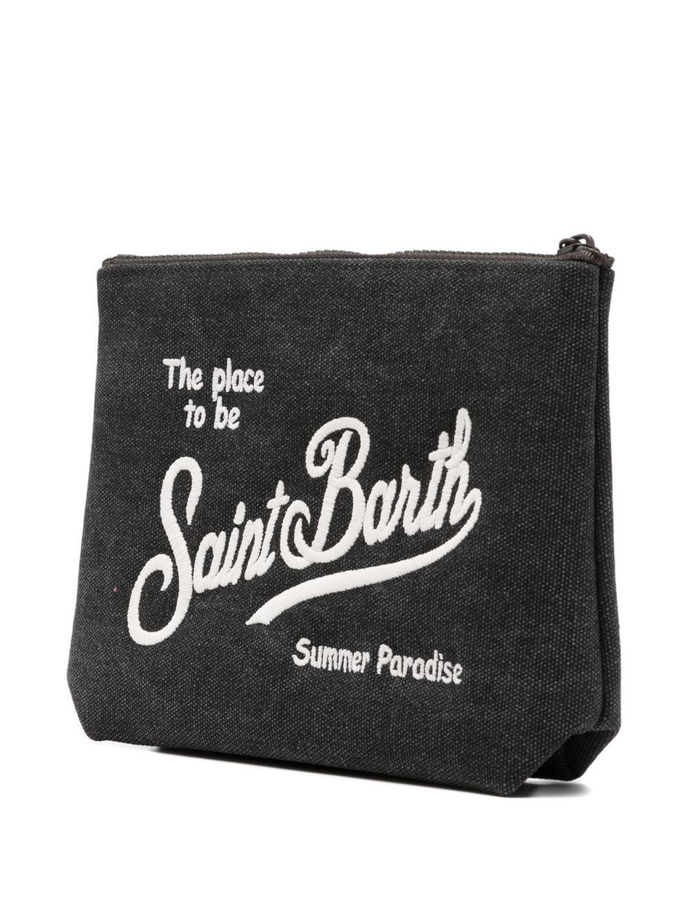 MC2 SAINT BARTH Clutch bag Alina nera con logo bianco cucito 