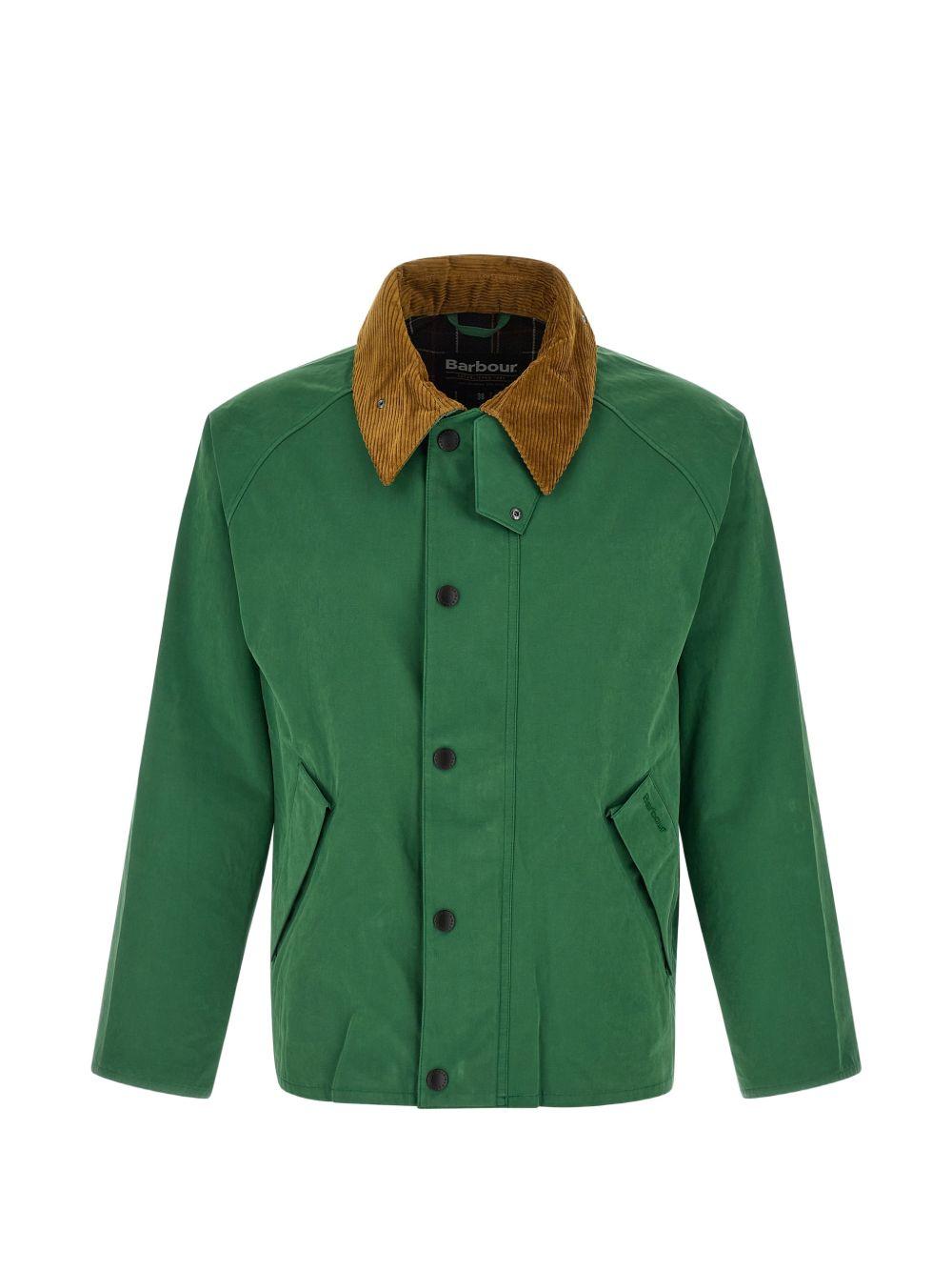 BARBOUR Giacca Transporter verde con colletto in velluto 