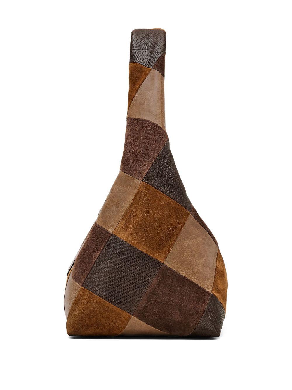 MARC JACOBS The Suede Patchwork Sack Bag in pelle marrone 