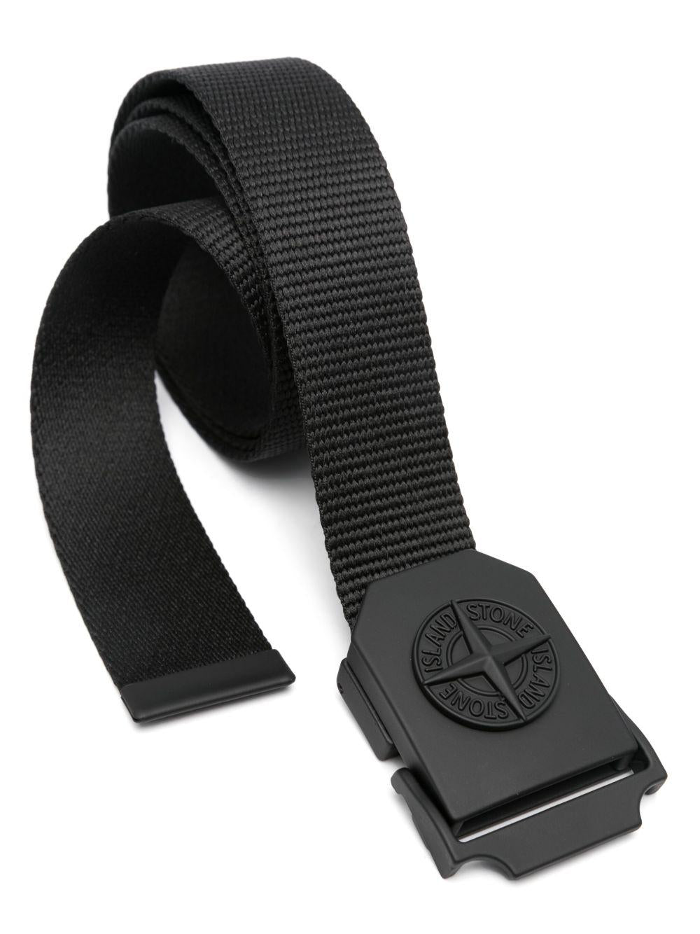 STONE ISLAND Cintura nera in ecopelle con fibbia 