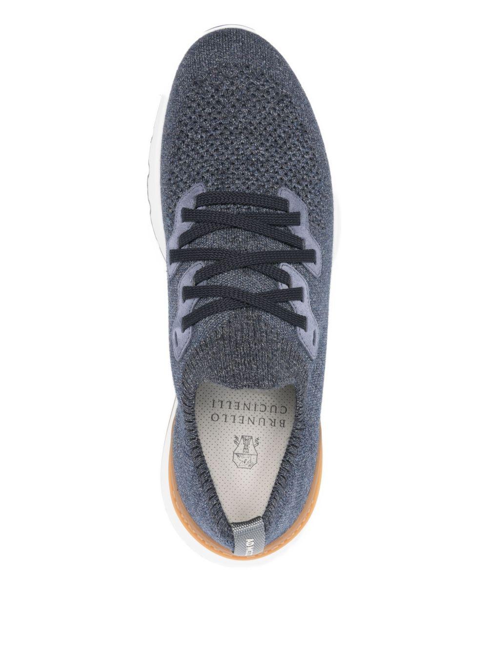 BRUNELLO CUCINELLI Sneakers in maglia di cotone blu 