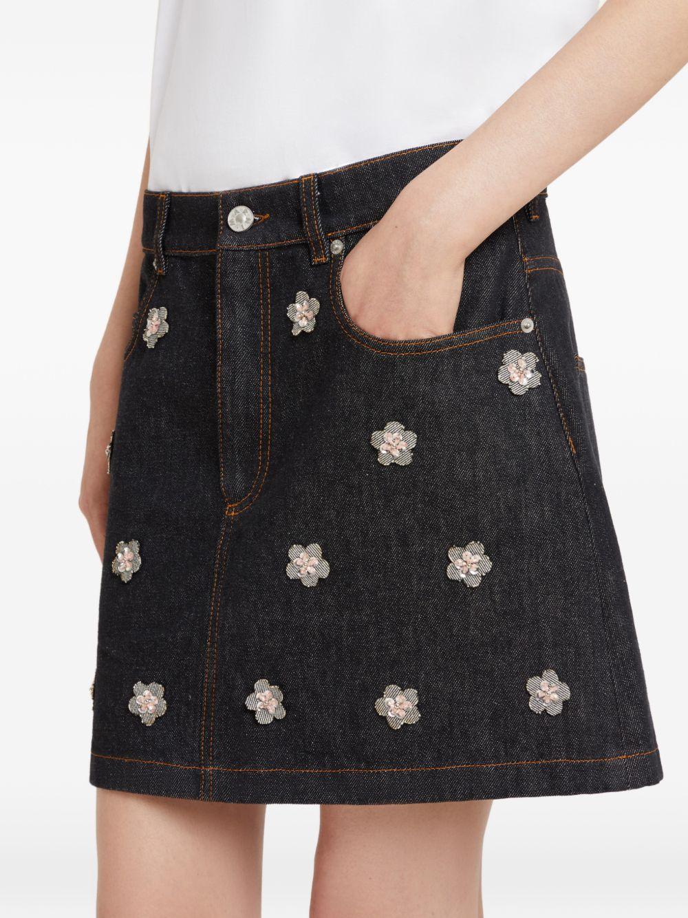 MARNI Mini gonna blu con ricami florali 