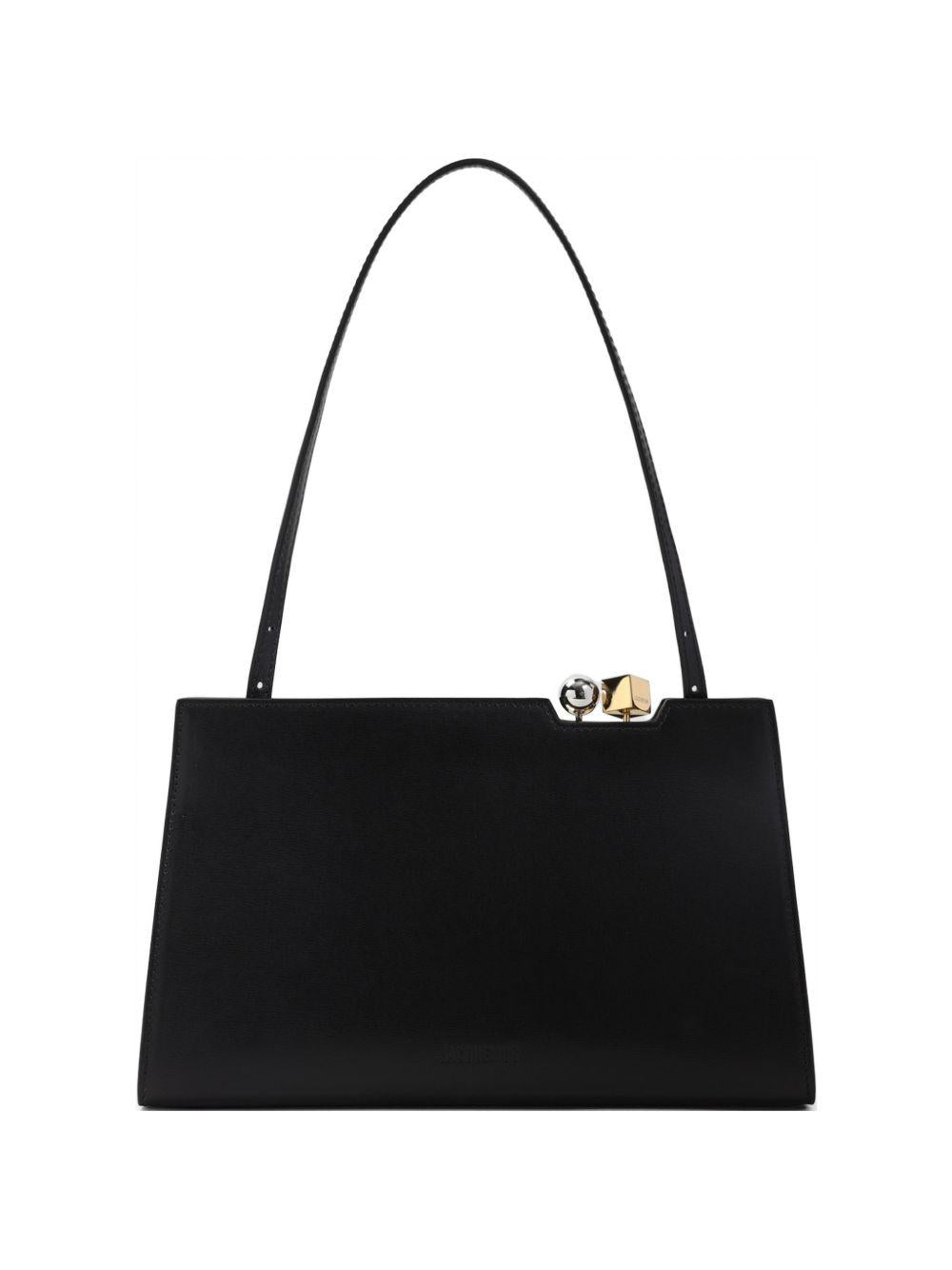 JACQUEMUS Borsa a spalla nera in pelle 'Le Salon' 