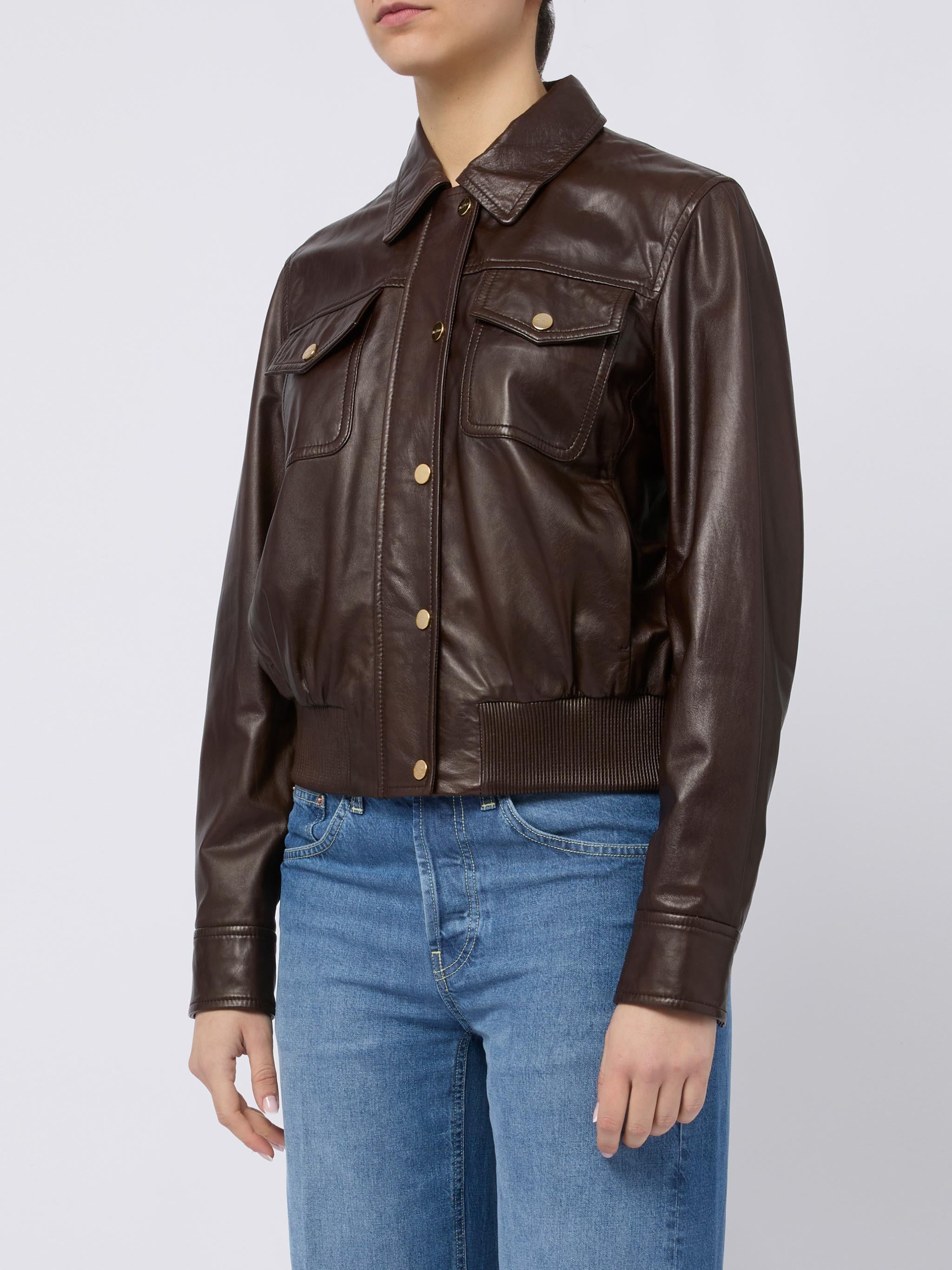 MAX MARA STUDIO Giacca di pelle Biada marrone 