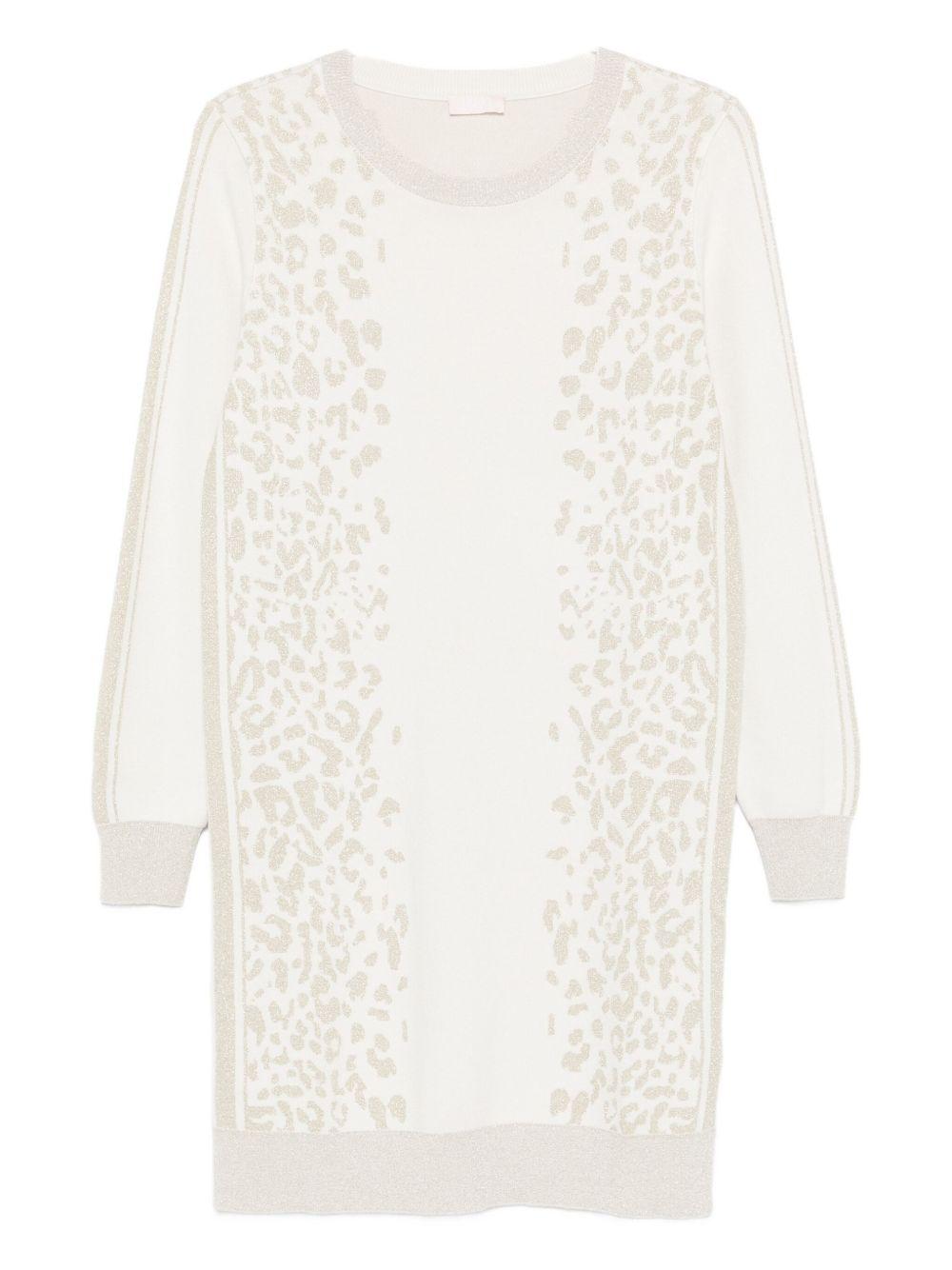 LIUJO Abito corto in maglia con stampa animalier 