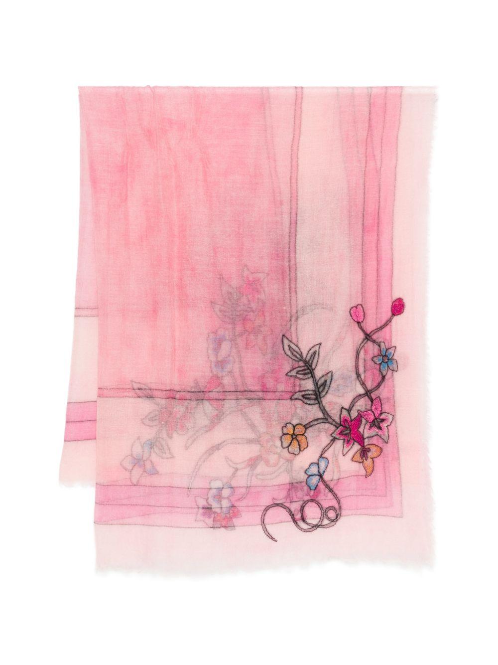 FALIERO SARTI Foulard Chanty rosa con decorazione floreale 