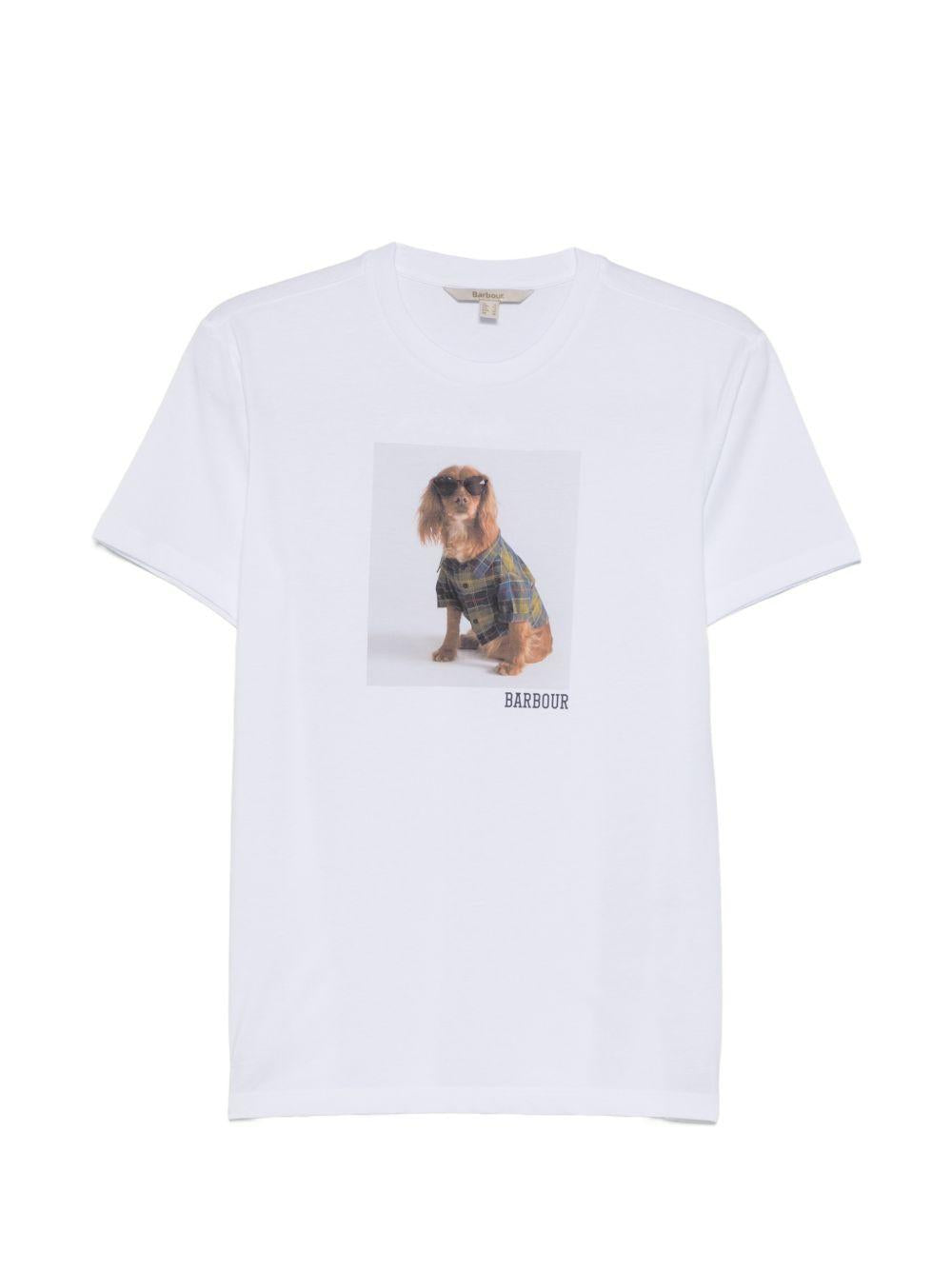 BARBOUR T-shirt con stampa in cotone a collo rotondo 
