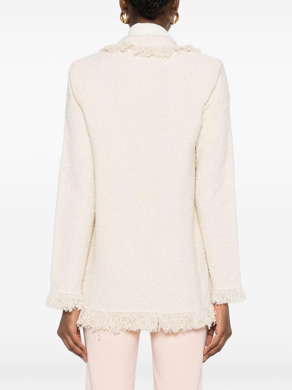 ELISABETTA FRANCHI Giacca blazer doppiopetto con frange 