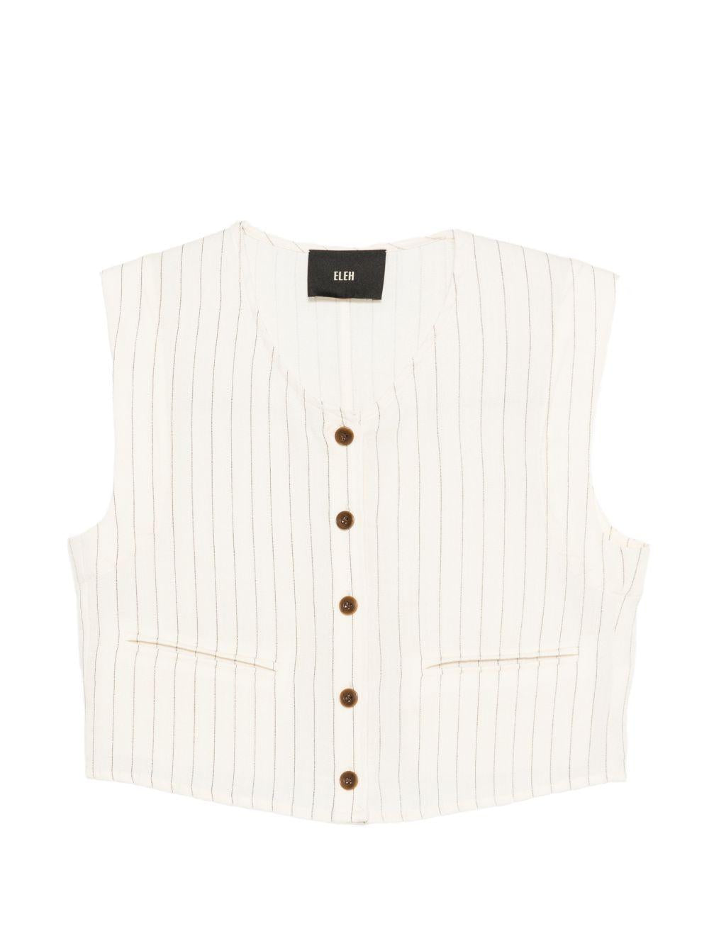 ELEH Gilet crop bianco a righe sottili 