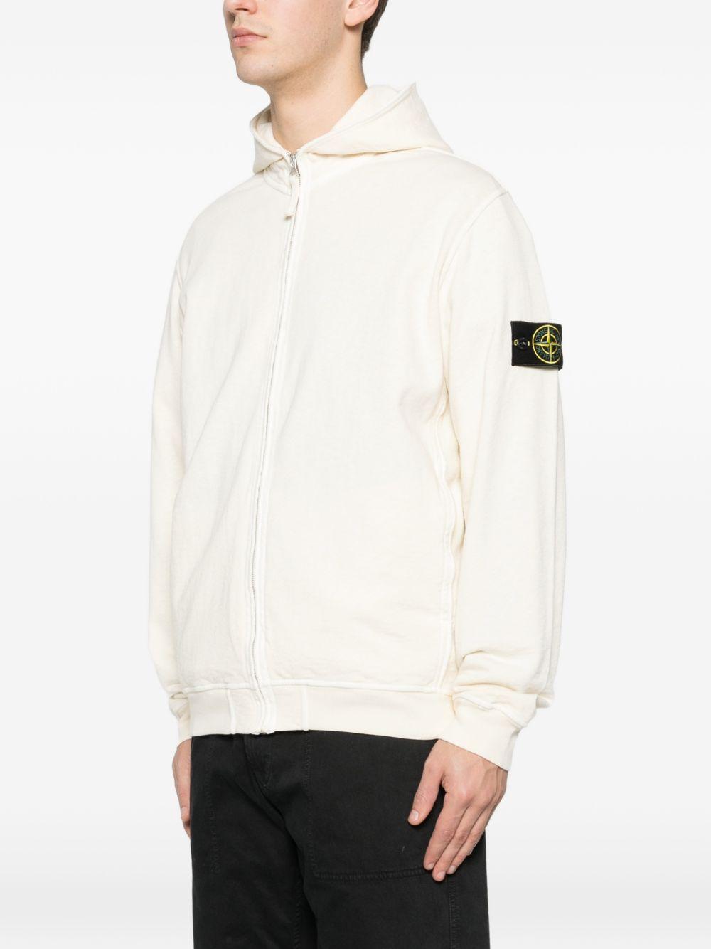 STONE ISLAND Felpa con zip in cotone avorio 