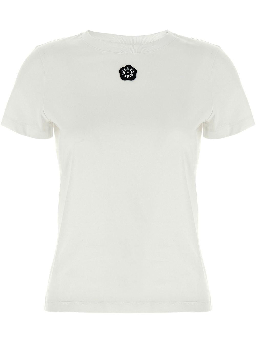 KENZO T-shirt con logo fiore ricamato 