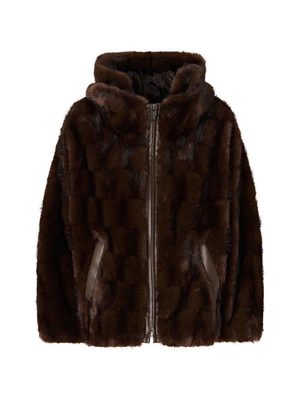 PINKO Ecopelliccia Cadetia marrone con zip 