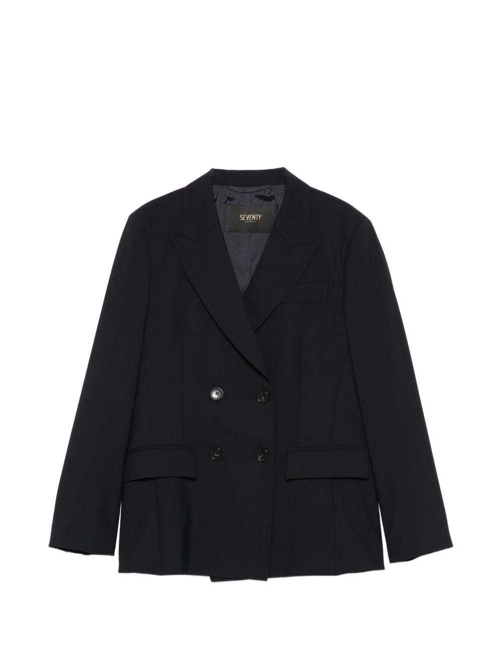 SEVENTY Blazer doppiopetto in lana blu 