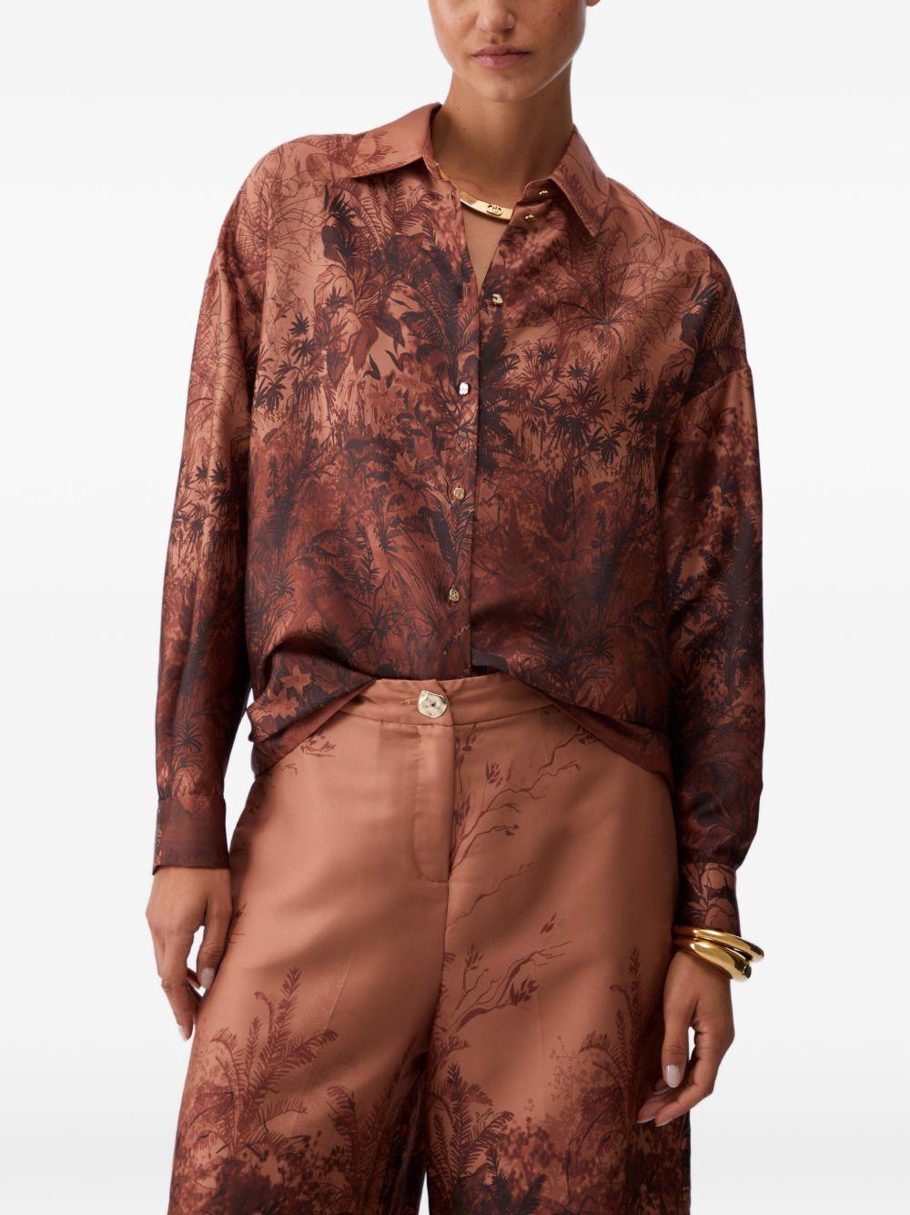 LIUJO Camicia marrone con stampa floreale 