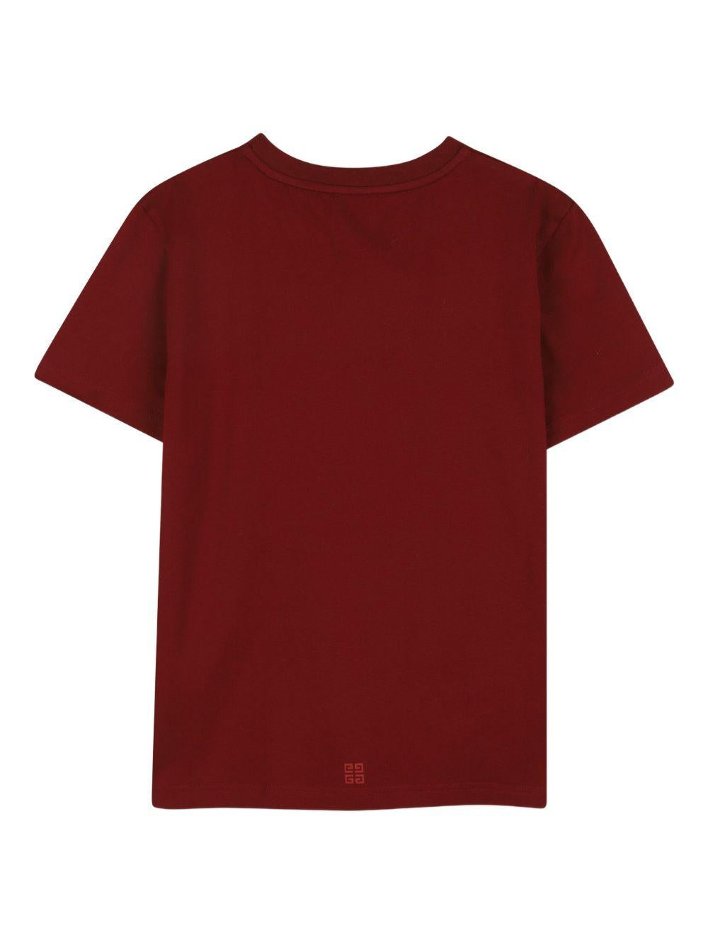 GIVENCHY T-shirt in cotone bordeaux a maniche corte con logo 