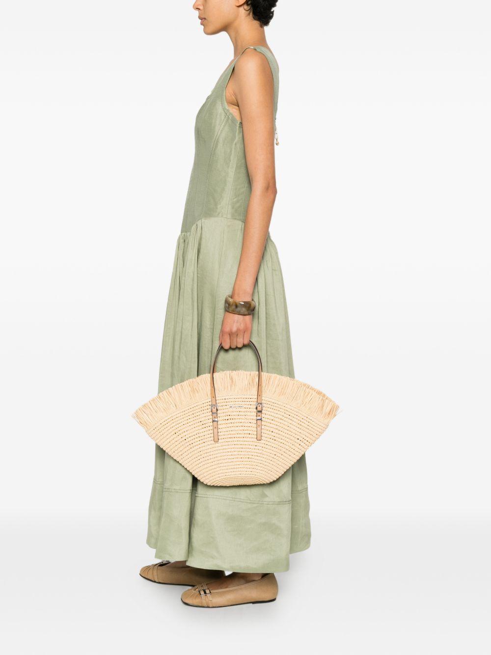 MICHAEL KORS Borsa a mano in rafia con dettagli in pelle 