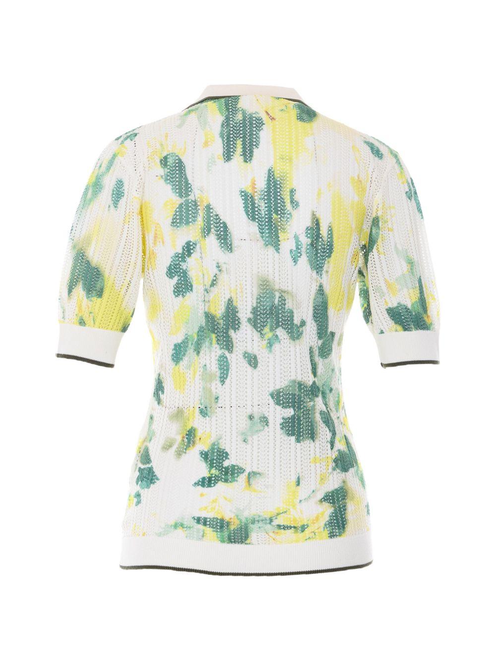 LIUJO T-shirt multicolore con scollo a V e stampa verde 