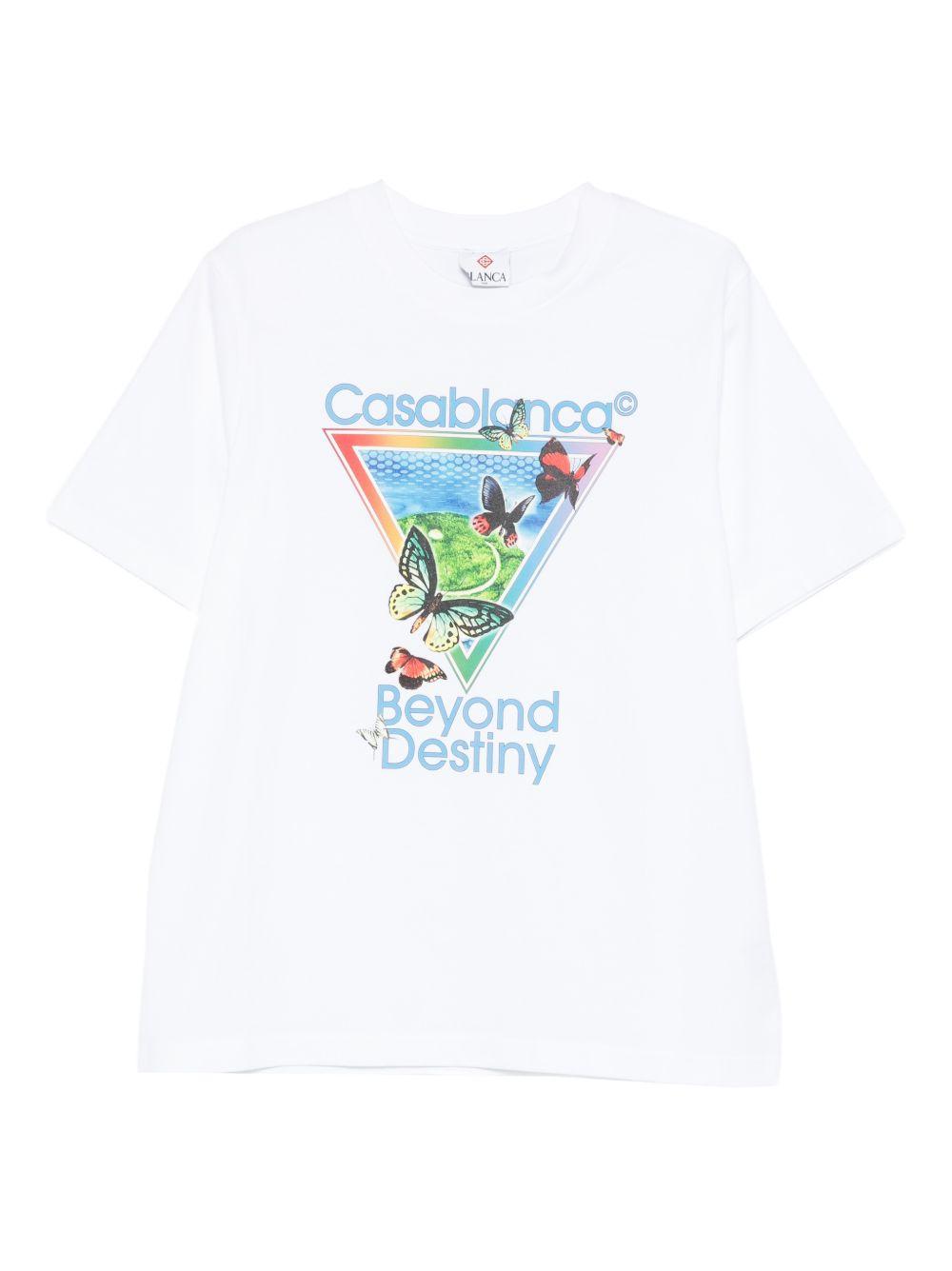 CASABLANCA T-shirt in cotone bianco con stampa e logo 