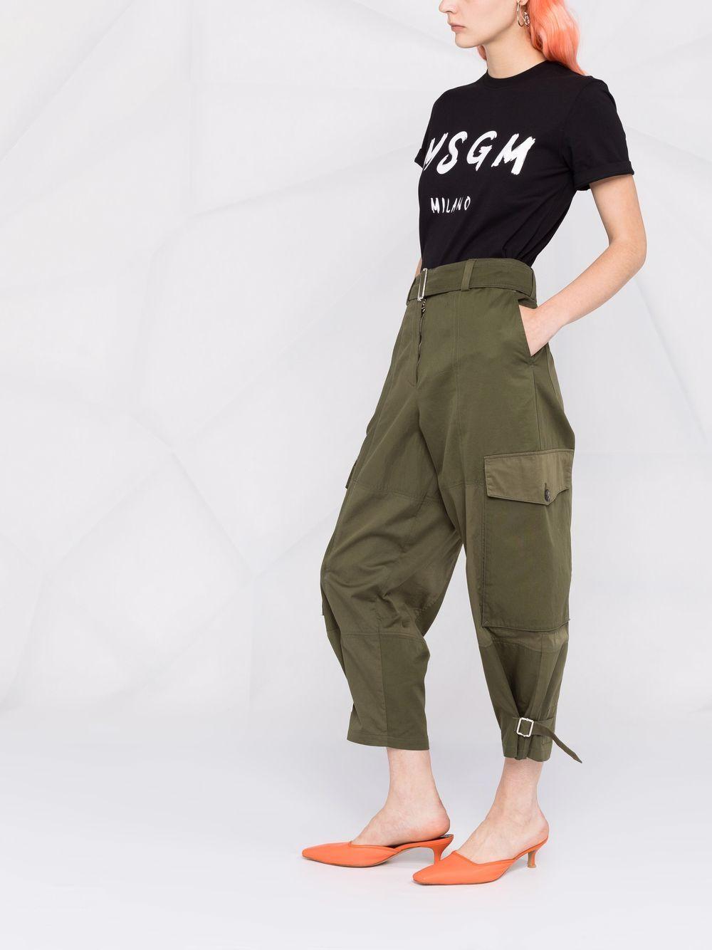 MSGM T-shirt girocollo in cotone nero con logo 