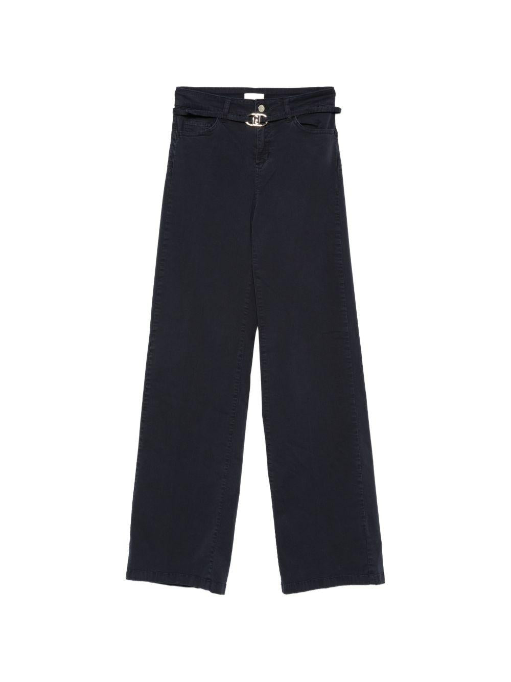 LIUJO Jeans neri con cintura in vita e fibbia 