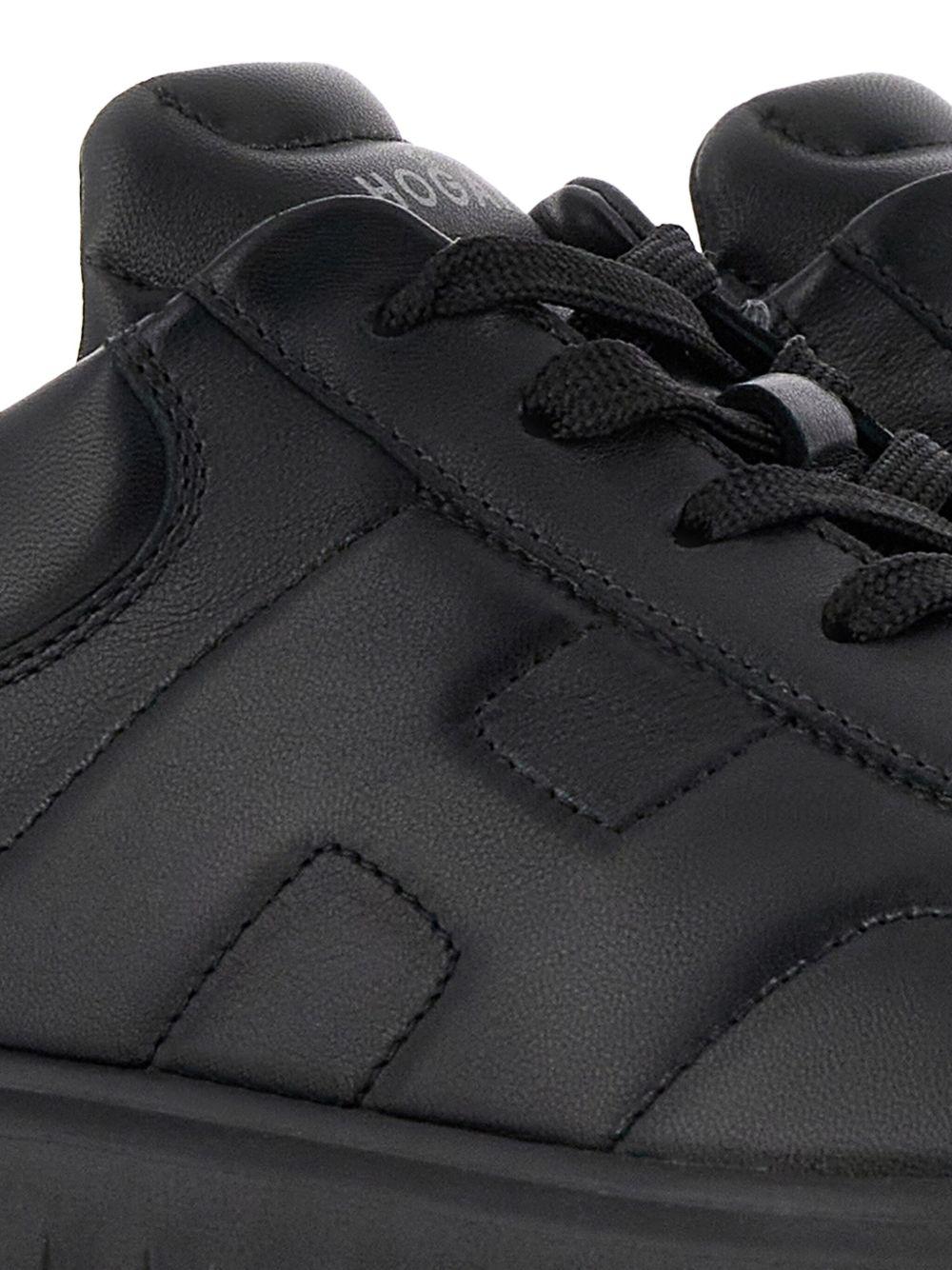 HOGAN Sneakers H-Stripes in pelle di montone nera 