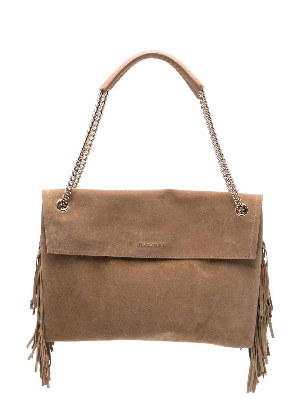 ORCIANI Borsa Peach Fringe in suede con frange 