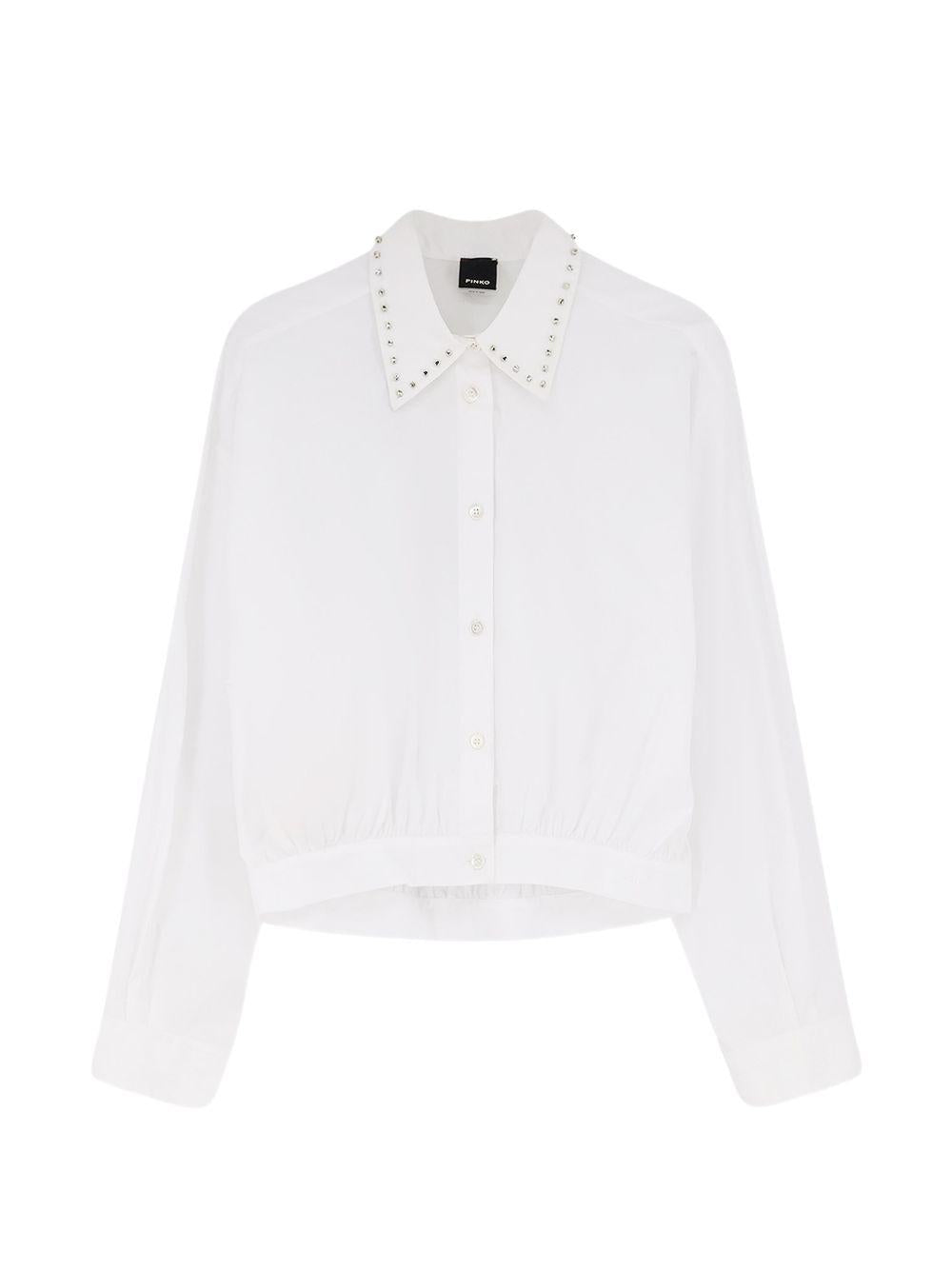 PINKO Camicia Charita in cotone bianco con applicazioni 